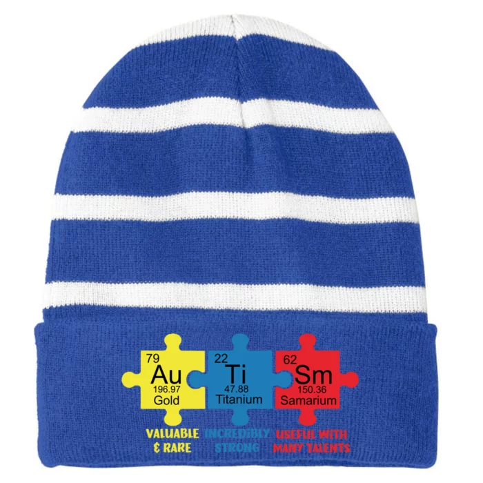 Autism Elets Periodic Table Awareness Asd Gift Striped Beanie with Solid Band