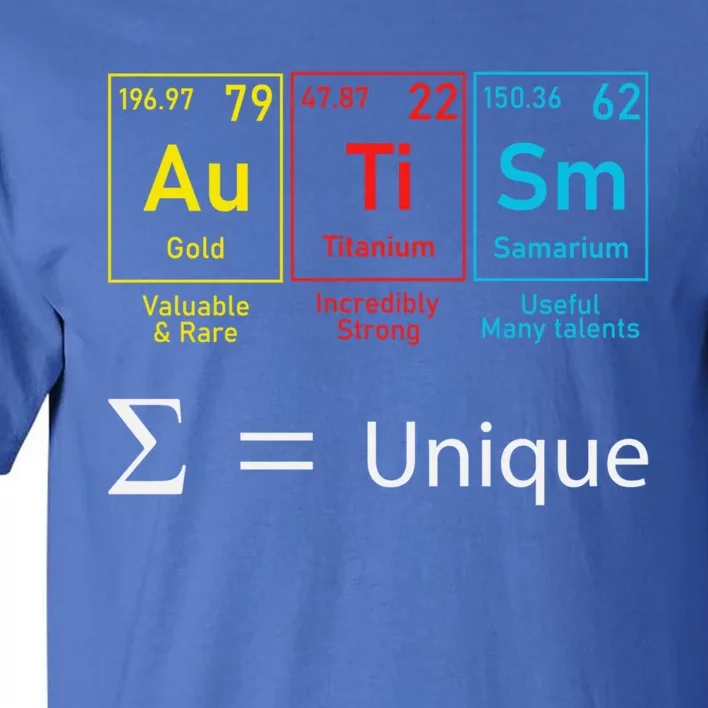 Autism Elets Periodic Table Awareness Asd Gift Tall T-Shirt