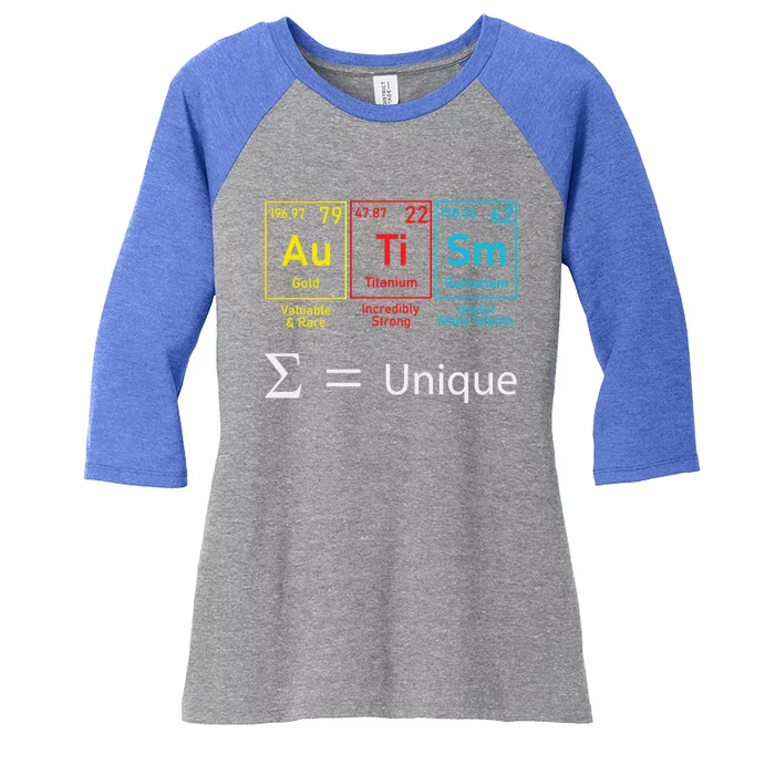 Autism Elets Periodic Table Awareness Asd Gift Women's Tri-Blend 3/4-Sleeve Raglan Shirt