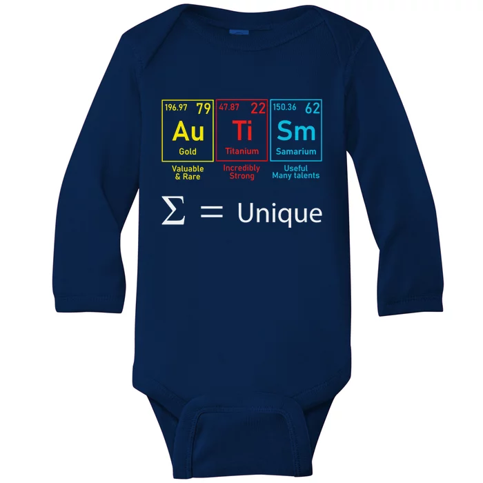 Autism Elets Periodic Table Awareness Asd Gift Baby Long Sleeve Bodysuit