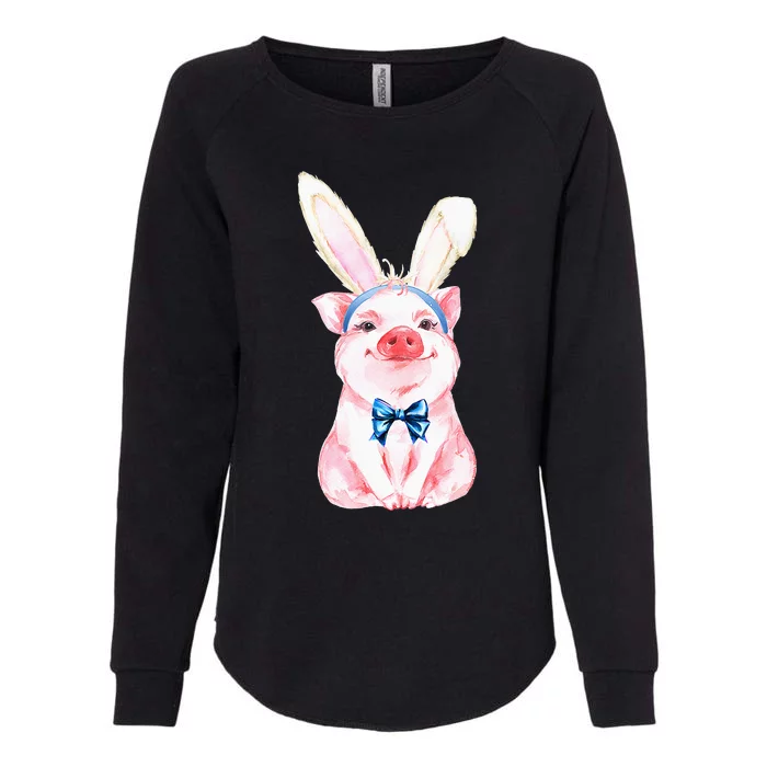 Adorable Easter Pig With Easter Bunny Ears Easter Pig Womens California Wash Sweatshirt