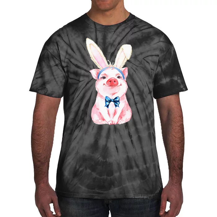 Adorable Easter Pig With Easter Bunny Ears Easter Pig Tie-Dye T-Shirt