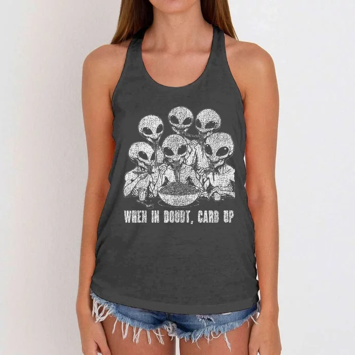 Alien Eating Ramen Noodle For Comfort Food Carbs Lover Women's Knotted Racerback Tank