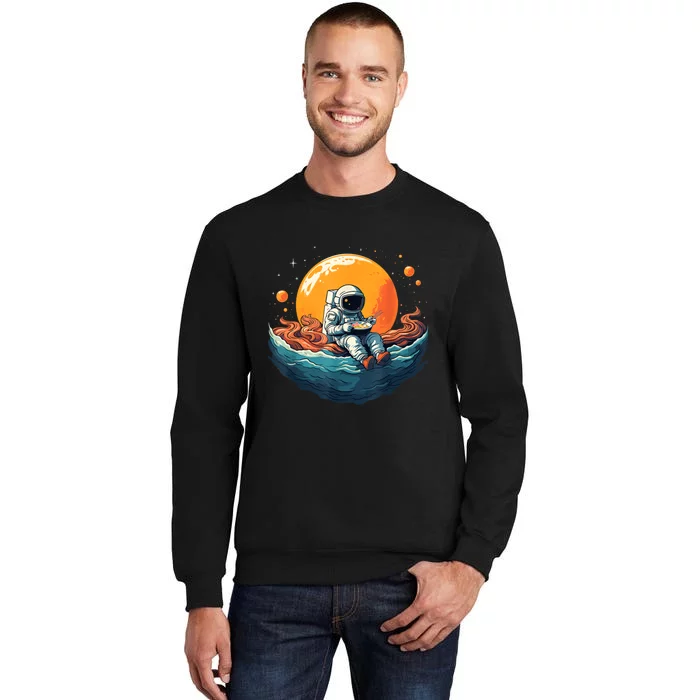 Astronaut Eats Ramen Anime Space Gifts Funny Space Ramen Tall Sweatshirt