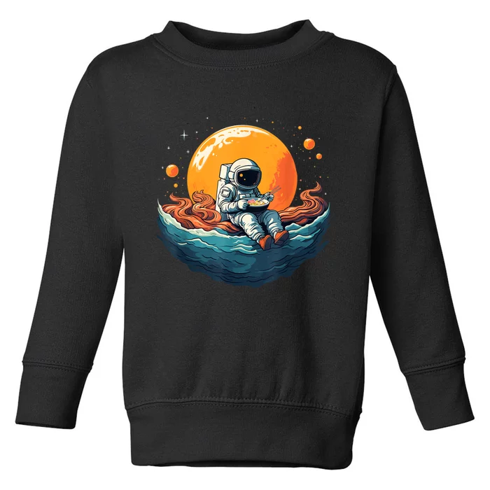 Astronaut Eats Ramen Anime Space Gifts Funny Space Ramen Toddler Sweatshirt