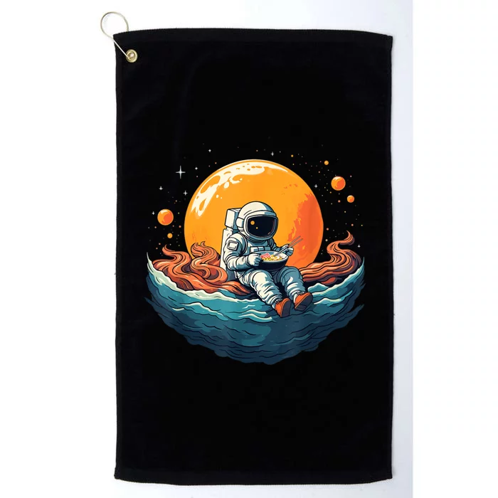 Astronaut Eats Ramen Anime Space Gifts Funny Space Ramen Platinum Collection Golf Towel