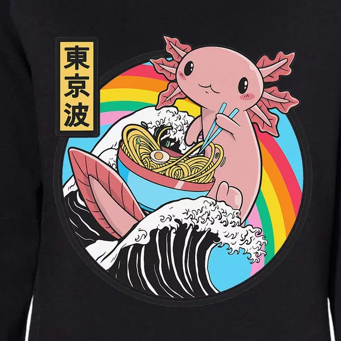 Axolotl Eating Ra Kanagawa Wave Kawaii Anime Vaporwave Womens California Wash Sweatshirt