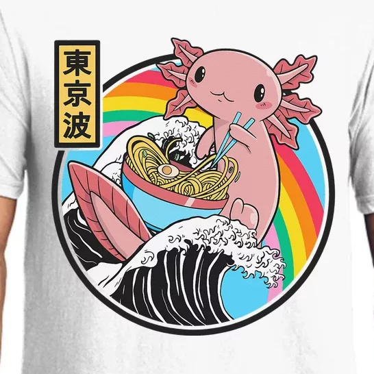 Axolotl Eating Ra Kanagawa Wave Kawaii Anime Vaporwave Pajama Set