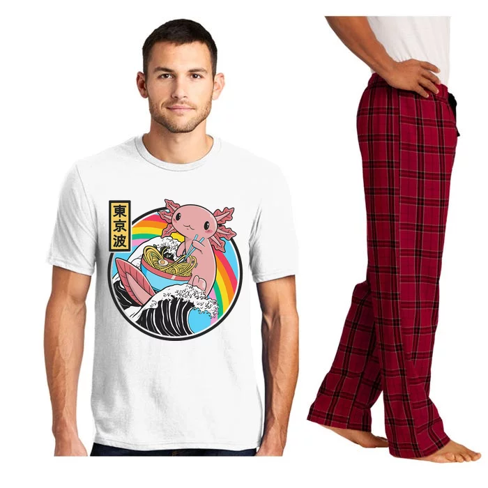 Axolotl Eating Ra Kanagawa Wave Kawaii Anime Vaporwave Pajama Set