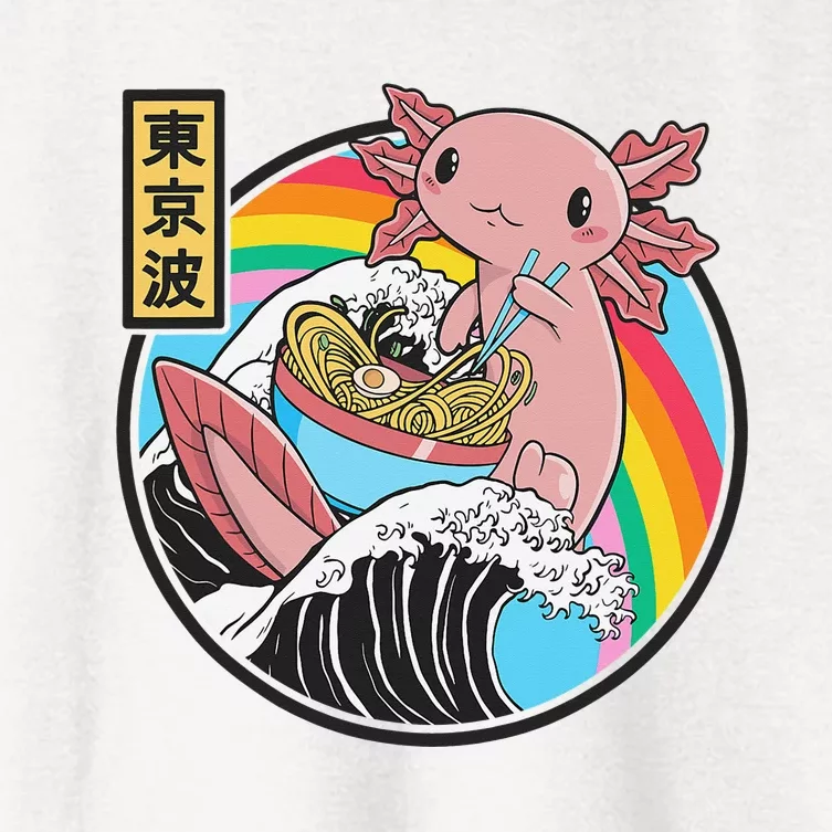 Axolotl Eating Ra Kanagawa Wave Kawaii Anime Vaporwave Women's Crop Top Tee