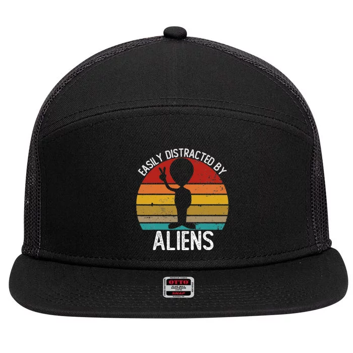 Alien Enthusiast Retro Extraterrestrial 7 Panel Mesh Trucker Snapback Hat