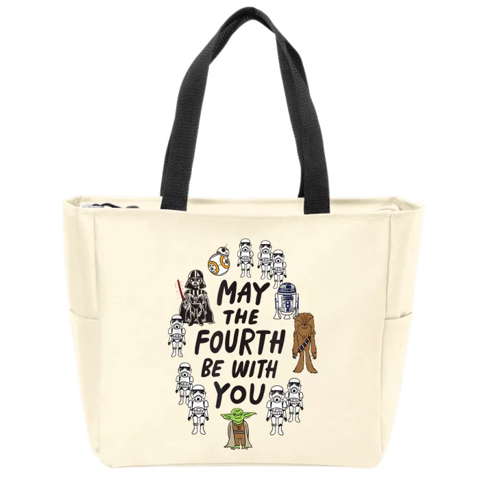 Amazon Essentials S.tar W.ars May The Fourth Be With You Doodle Characters Zip Tote Bag