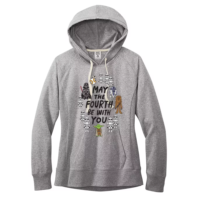 Amazon Essentials S.tar W.ars May The Fourth Be With You Doodle Characters Women's Fleece Hoodie