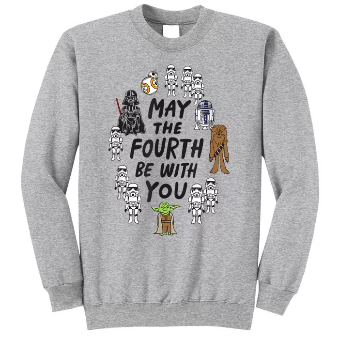 Amazon Essentials S.tar W.ars May The Fourth Be With You Doodle Characters Tall Sweatshirt