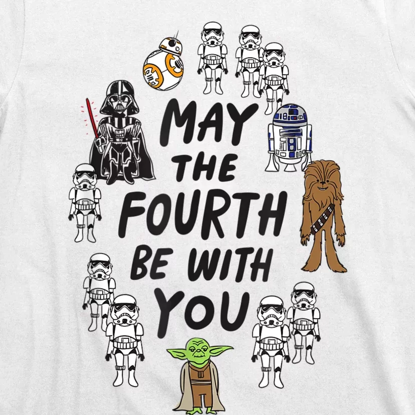 Amazon Essentials S.tar W.ars May The Fourth Be With You Doodle Characters T-Shirt