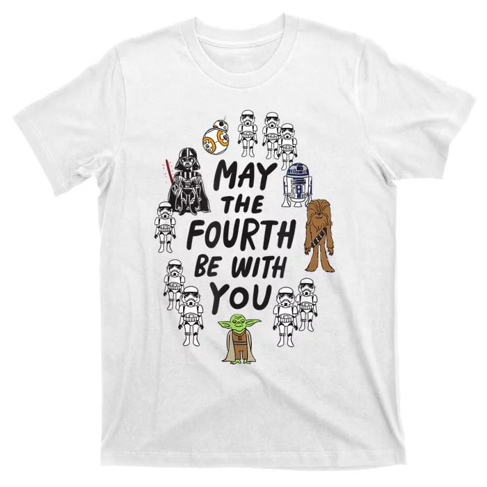 Amazon Essentials S.tar W.ars May The Fourth Be With You Doodle Characters T-Shirt