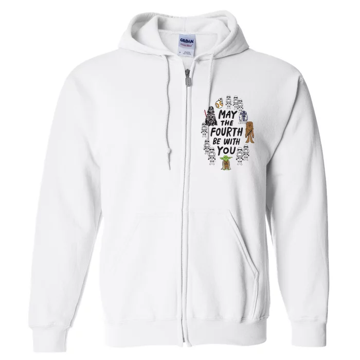 Amazon Essentials S.tar W.ars May The Fourth Be With You Doodle Characters Full Zip Hoodie