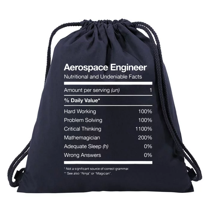 Aerospace Engineer Shirts Nutritional Facts Engineering Drawstring Bag