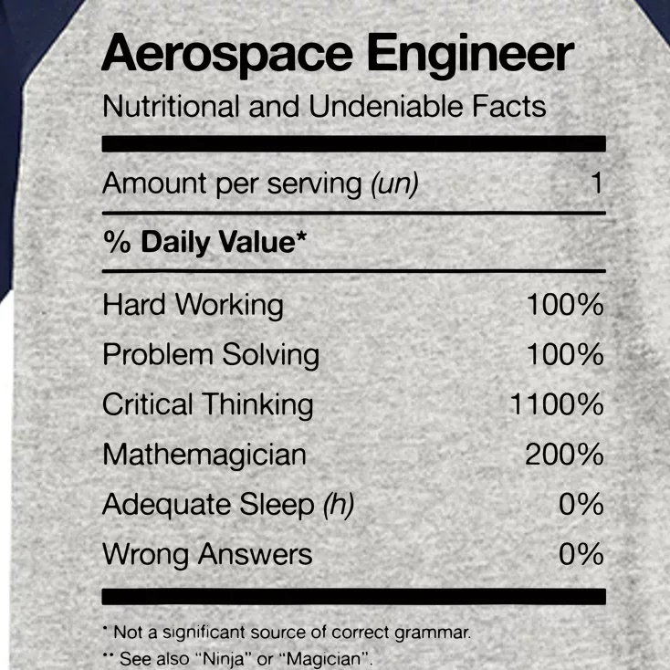 Aerospace Engineer Shirts Nutritional Facts Engineering Kids Colorblock Raglan Jersey