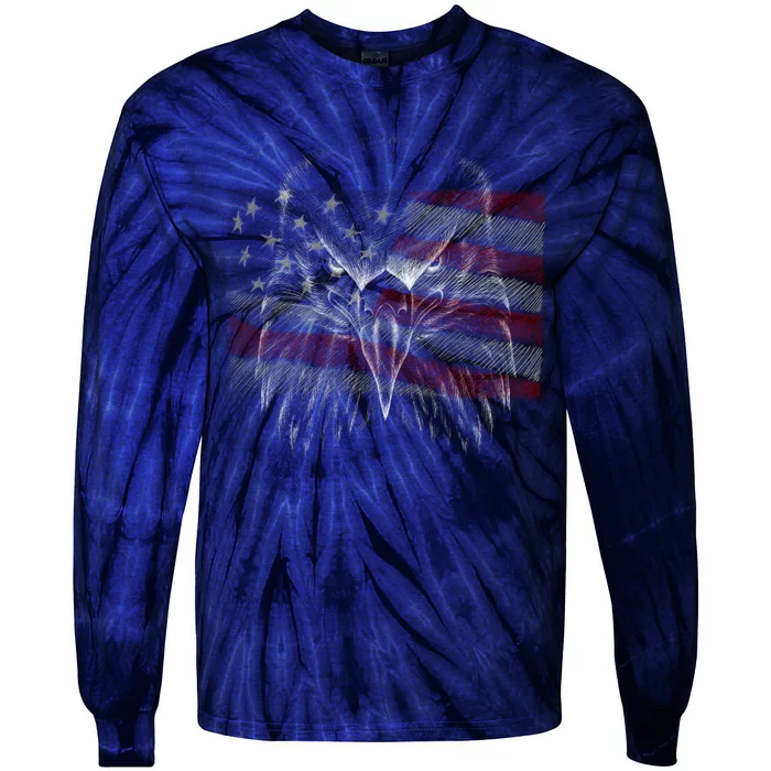 American Eagle Sketch Art Tie-Dye Long Sleeve Shirt