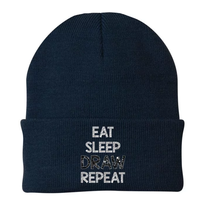 Artist Eat Sleep Draw Repeat Art Drawing Knit Cap Winter Beanie