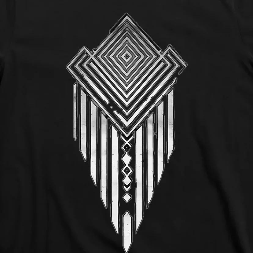 African Ethiopian Silver Metal Geometric Pattern T-Shirt