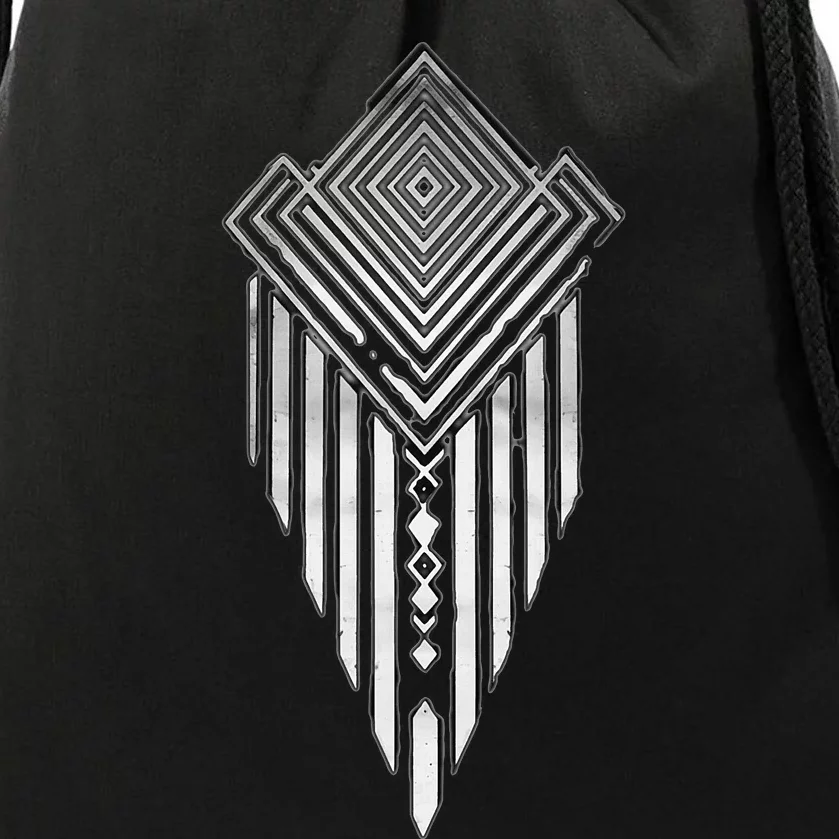 African Ethiopian Silver Metal Geometric Pattern Drawstring Bag