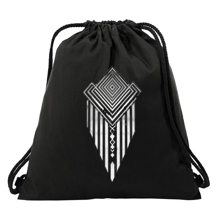 African Ethiopian Silver Metal Geometric Pattern Drawstring Bag