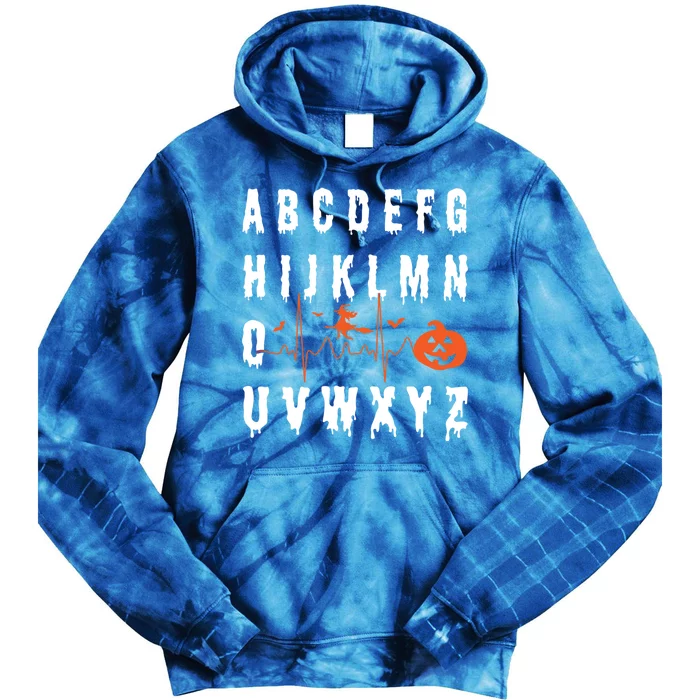 Abcs Ekg Strip Alphabet Halloween Pqrst Nurse Appreciation Gift Tie Dye Hoodie