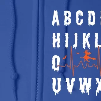 Abcs Ekg Strip Alphabet Halloween Pqrst Nurse Appreciation Gift Full Zip Hoodie