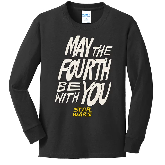 Amazon Essentials Star Wars May the Fourth Be With You HandDrawn Letters Kids Long Sleeve Shirt