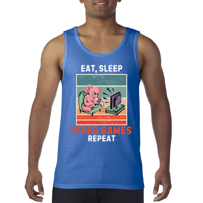 Axolotl Eat Sleep Video Games Repeat Vintage Video Games Gift Tank Top