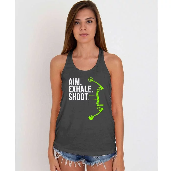 Aim Exhale Shoot Archery Bow Hunting Archer Women's Knotted Racerback Tank