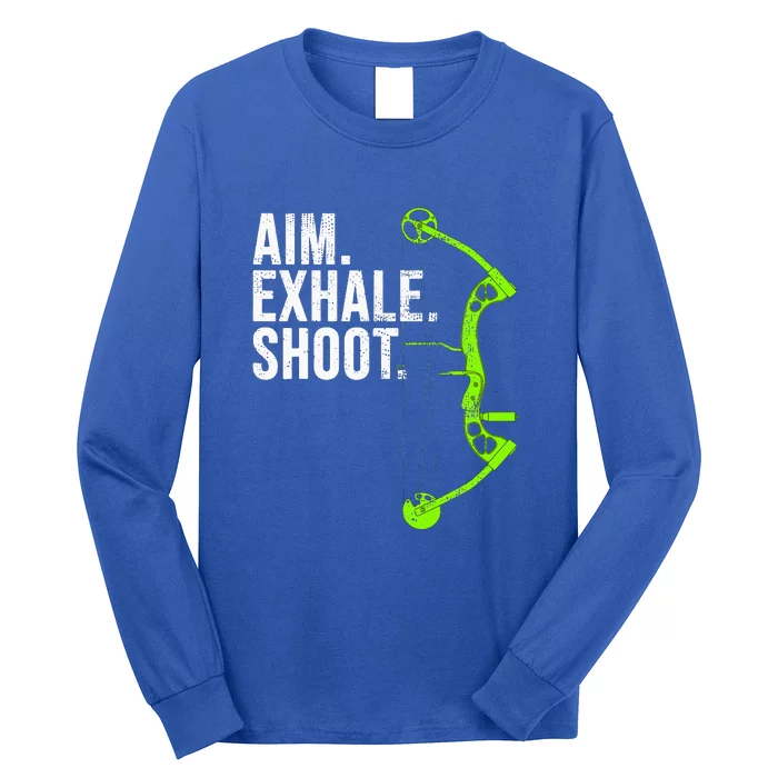 Aim Exhale Shoot Archery Bow Hunting Archer Long Sleeve Shirt