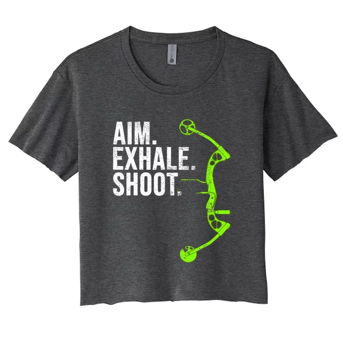 Aim Exhale Shoot Archery Bow Hunting Archer Women's Crop Top Tee