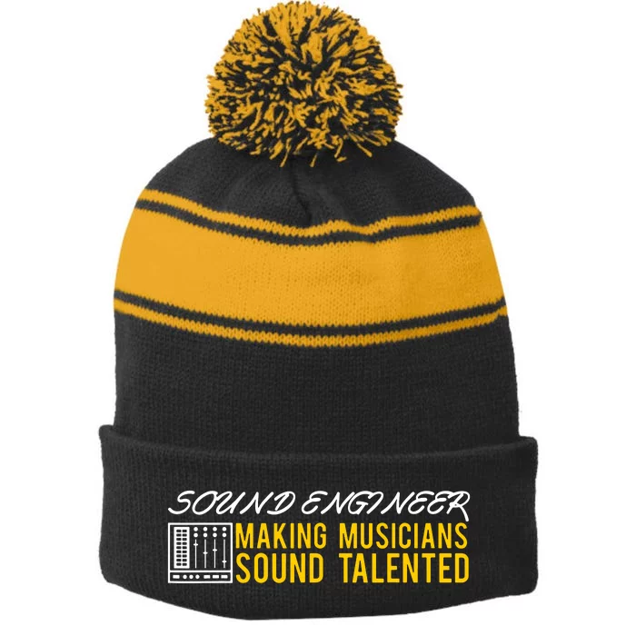 Audio Engineer Sound Technician Design Great Stripe Pom Pom Beanie