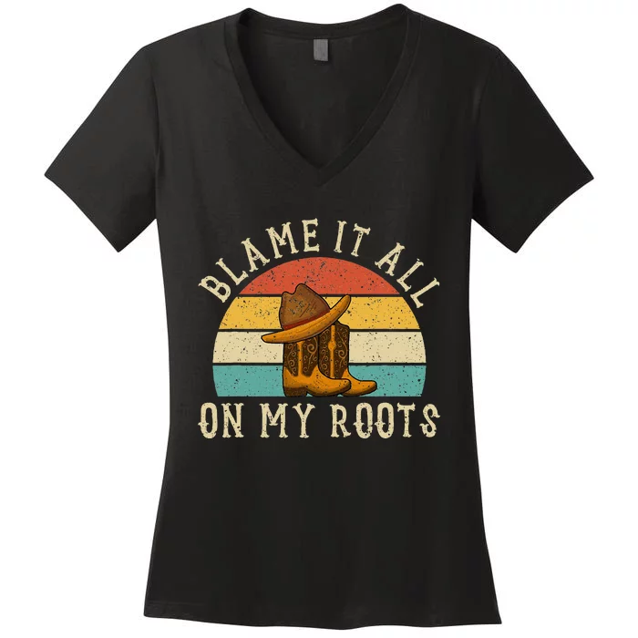 Accuse Everything To My Roots Country Music Women's V-Neck T-Shirt