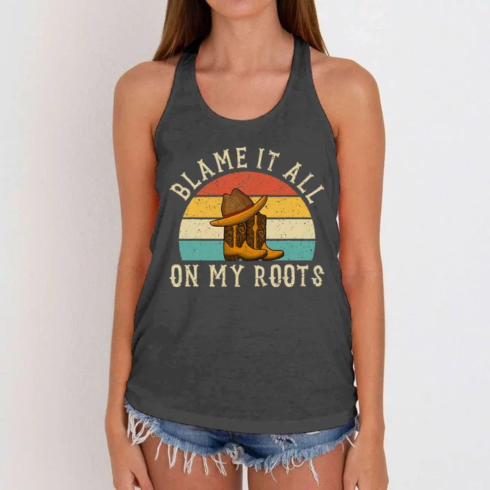 Accuse Everything To My Roots Country Music Women's Knotted Racerback Tank