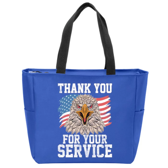 America Eagle Thank You Patriotic Veterans Day Gift Zip Tote Bag