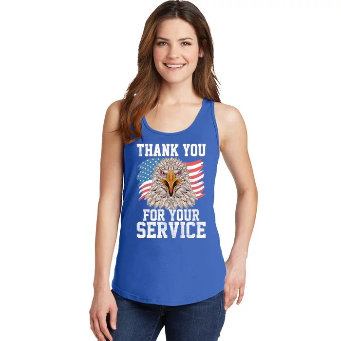 America Eagle Thank You Patriotic Veterans Day Great Gift Ladies Essential Tank