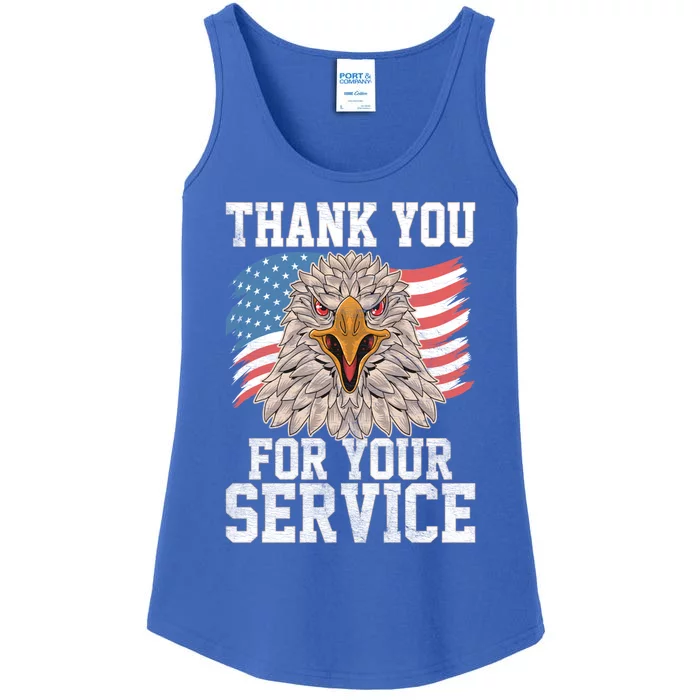 America Eagle Thank You Patriotic Veterans Day Great Gift Ladies Essential Tank