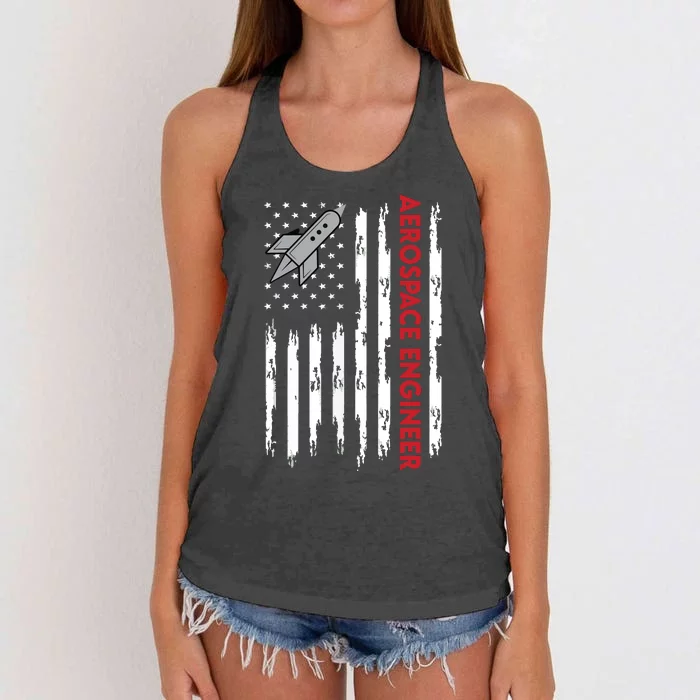 Aerospace Engineer USA Flag Design Women's Knotted Racerback Tank