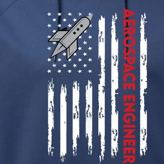 Aerospace Engineer USA Flag Design Performance Fleece Hoodie