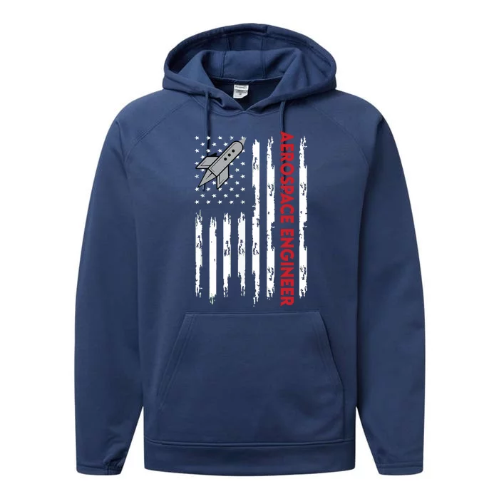 Aerospace Engineer USA Flag Design Performance Fleece Hoodie