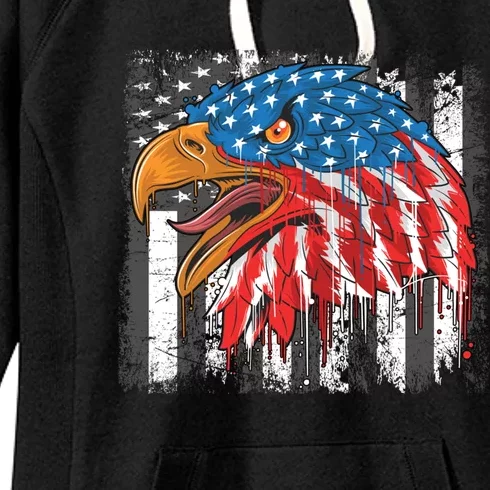 America Eagle Veterans Day Meaningful Gift Women's Fleece Hoodie