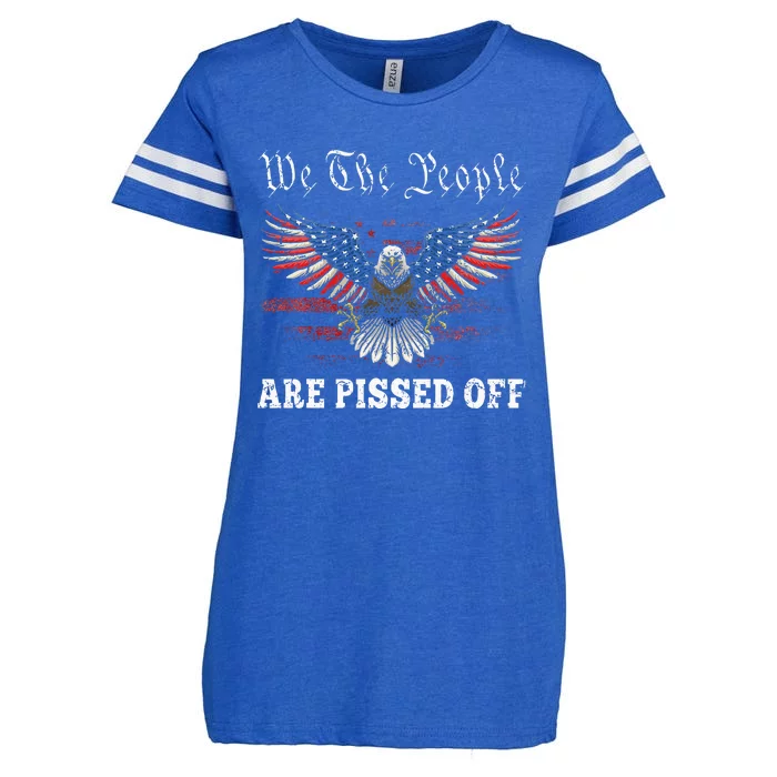 American Eagle We The People Are Pissed Off Us Flag Vintage Enza Ladies Jersey Football T-Shirt