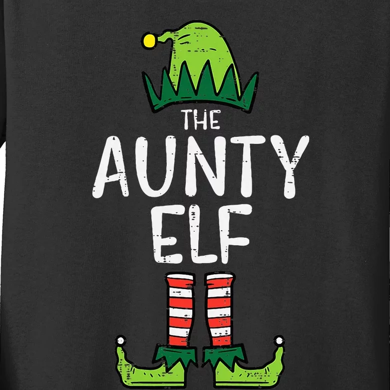 Aunty Elf Xmas Matching Christmas For Family Aunt Kids Long Sleeve Shirt