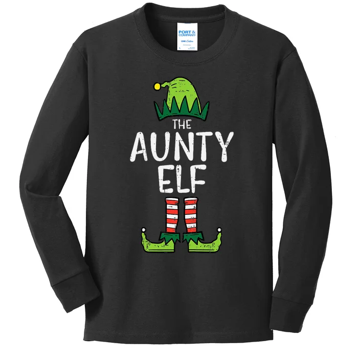 Aunty Elf Xmas Matching Christmas For Family Aunt Kids Long Sleeve Shirt