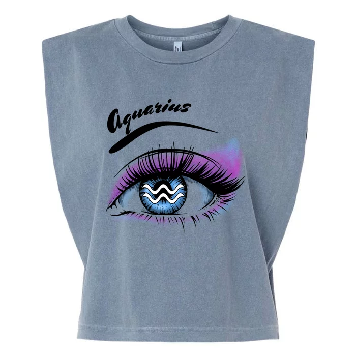 Aquarius Eyelashes Zodiac Sign Horoscope Lashes Artist Gift Garment-Dyed Women's Muscle Tee