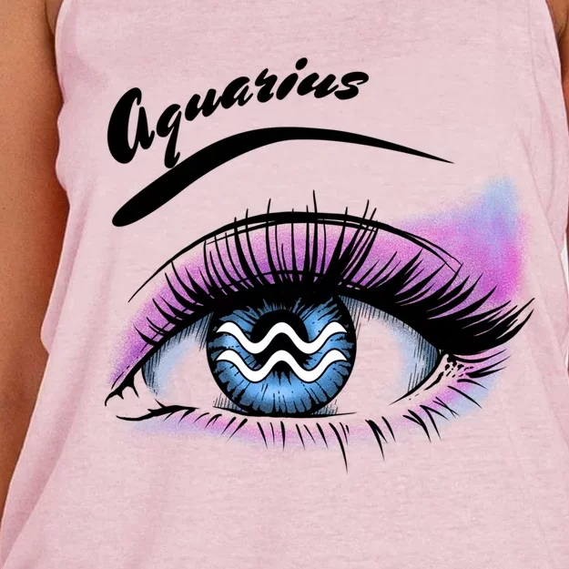 Aquarius Eyelashes Zodiac Sign Horoscope Lashes Artist Gift Women's Knotted Racerback Tank